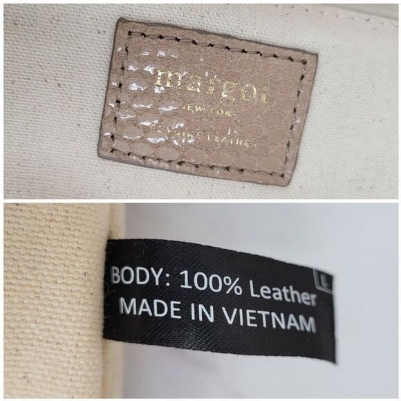 Margot Leather Snakeskin Snake Print Embossed Beige Crossbody Bag - Picture 10 of 16